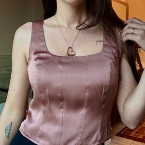 Elegant Mauve Satin Women's Top